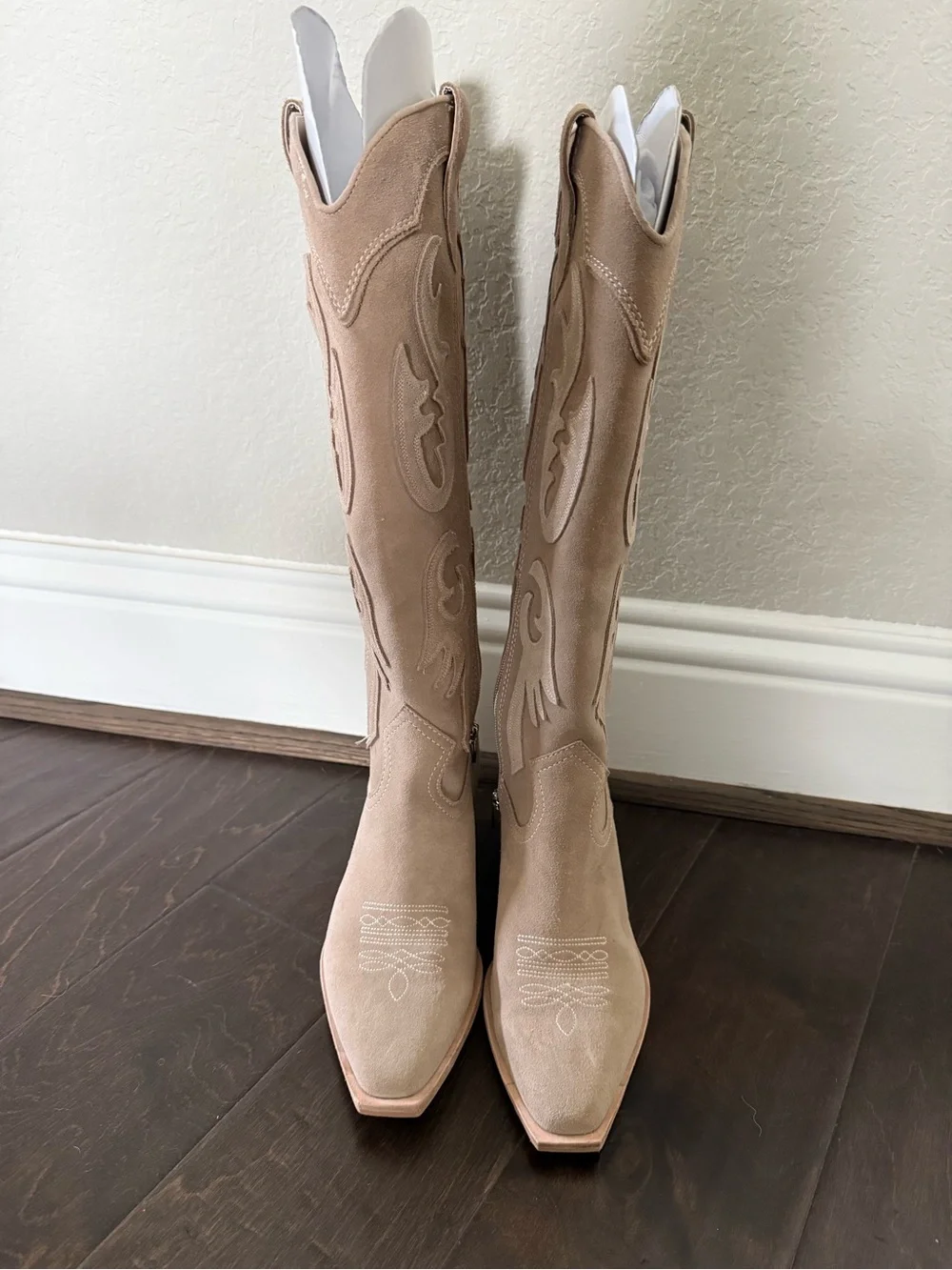 Dolce Vita Over-the-Knee Suede Boots in Beige
